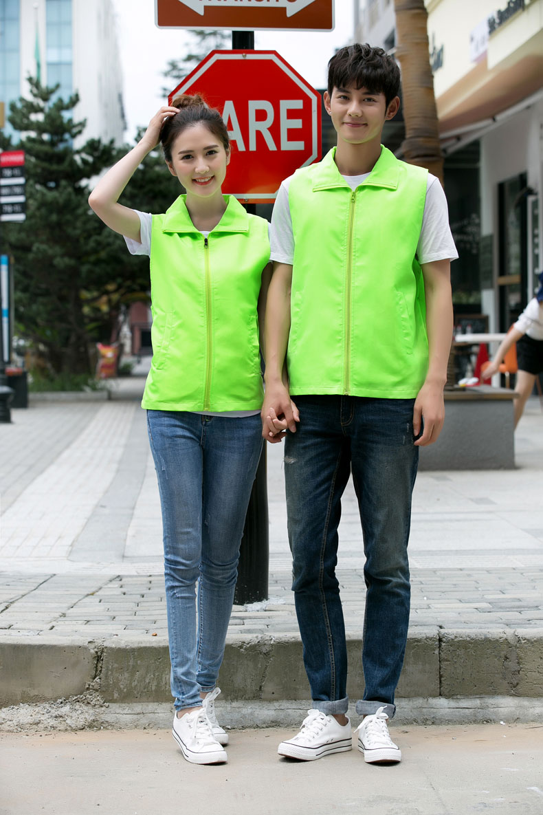 印logo定制志愿者馬甲義工工作服公益活動(dòng)服裝v領(lǐng)背心純棉紅馬甲(圖115)