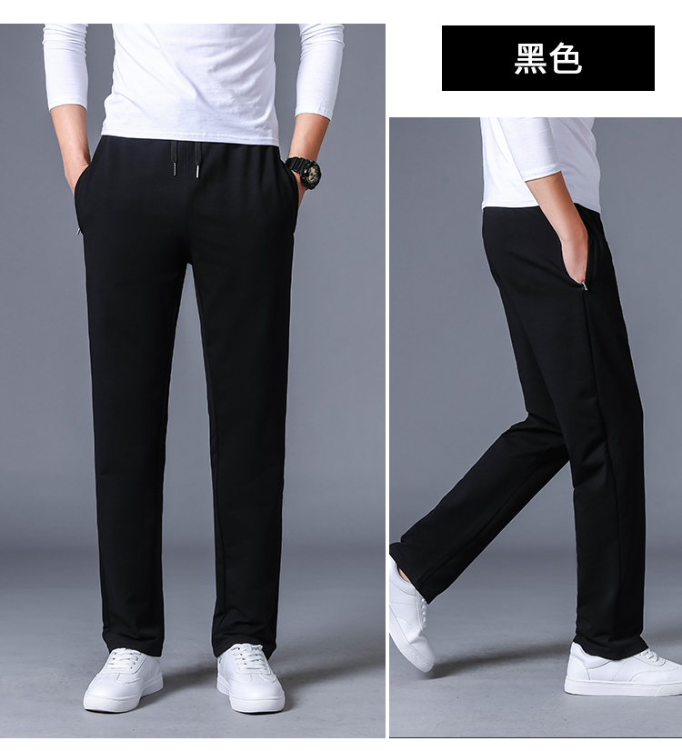 運動(dòng)褲男休閑褲秋冬季純棉直筒長(cháng)褲大碼寬松加絨衛褲男春秋跑步褲(圖1)