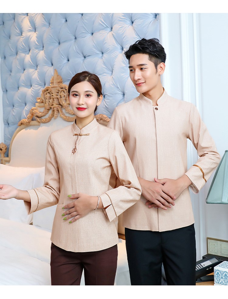 保潔工作服長(cháng)袖酒店賓館秋冬裝學(xué)校小區物業(yè)清潔制服定制可印LOGO(圖15)