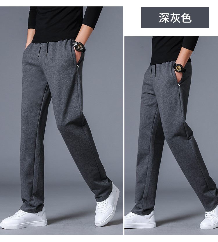 運動(dòng)褲男休閑褲秋冬季純棉直筒長(cháng)褲大碼寬松加絨衛褲男春秋跑步褲(圖7)