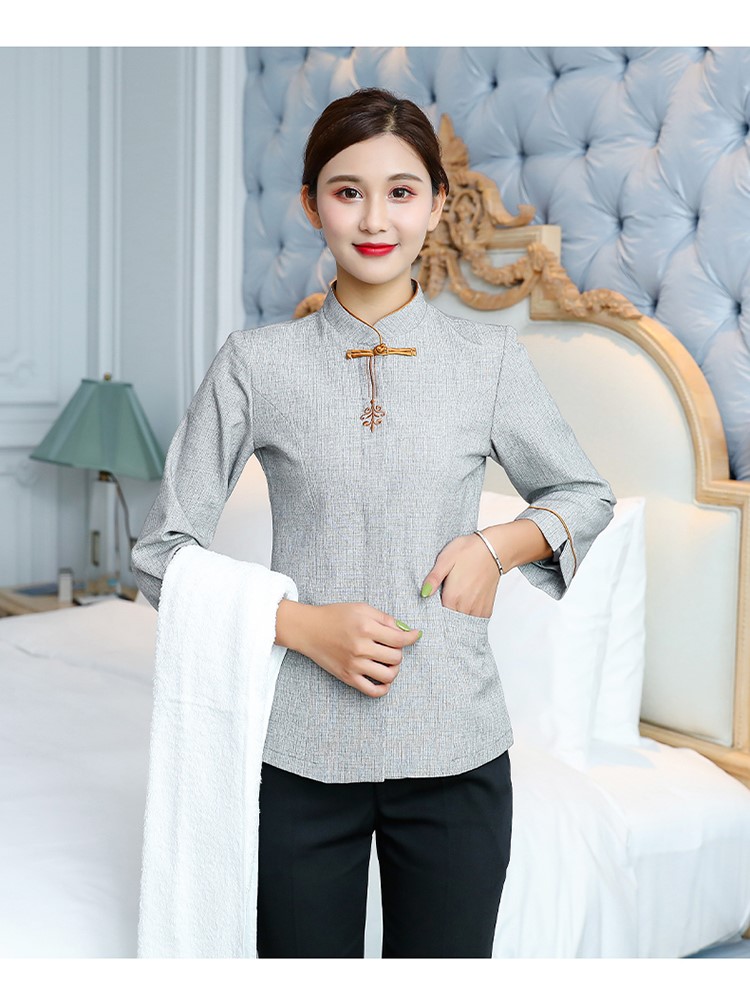 保潔工作服長(cháng)袖酒店賓館秋冬裝學(xué)校小區物業(yè)清潔制服定制可印LOGO(圖28)