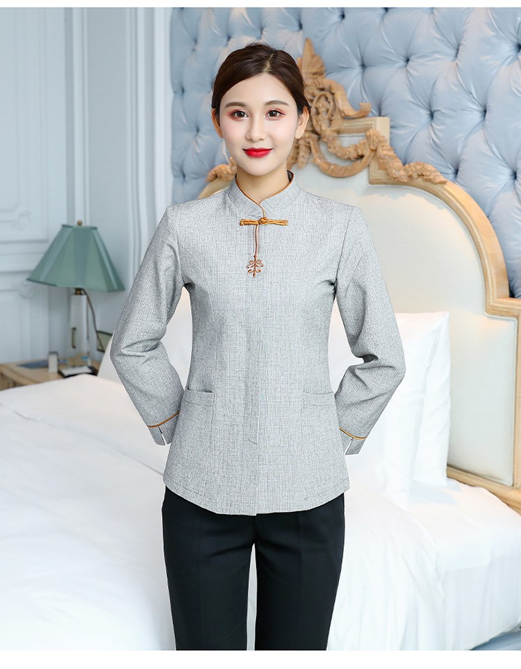 保潔工作服長(cháng)袖酒店賓館秋冬裝學(xué)校小區物業(yè)清潔制服定制可印LOGO(圖25)