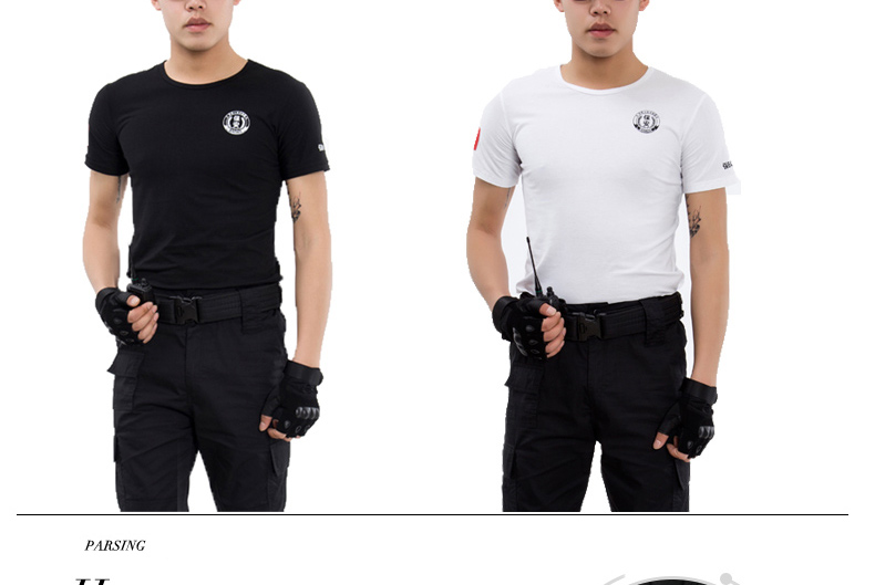 保安作訓服短袖T恤純棉黑色酒店物業(yè)保安圓領(lǐng)T恤衫工作制服可定制(圖6)