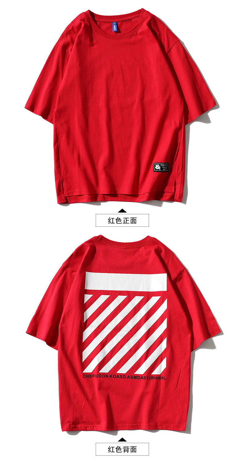 五分袖寬松中袖ins超火的上衣T恤港風(fēng)藍色短袖男潮牌潮流(圖9)