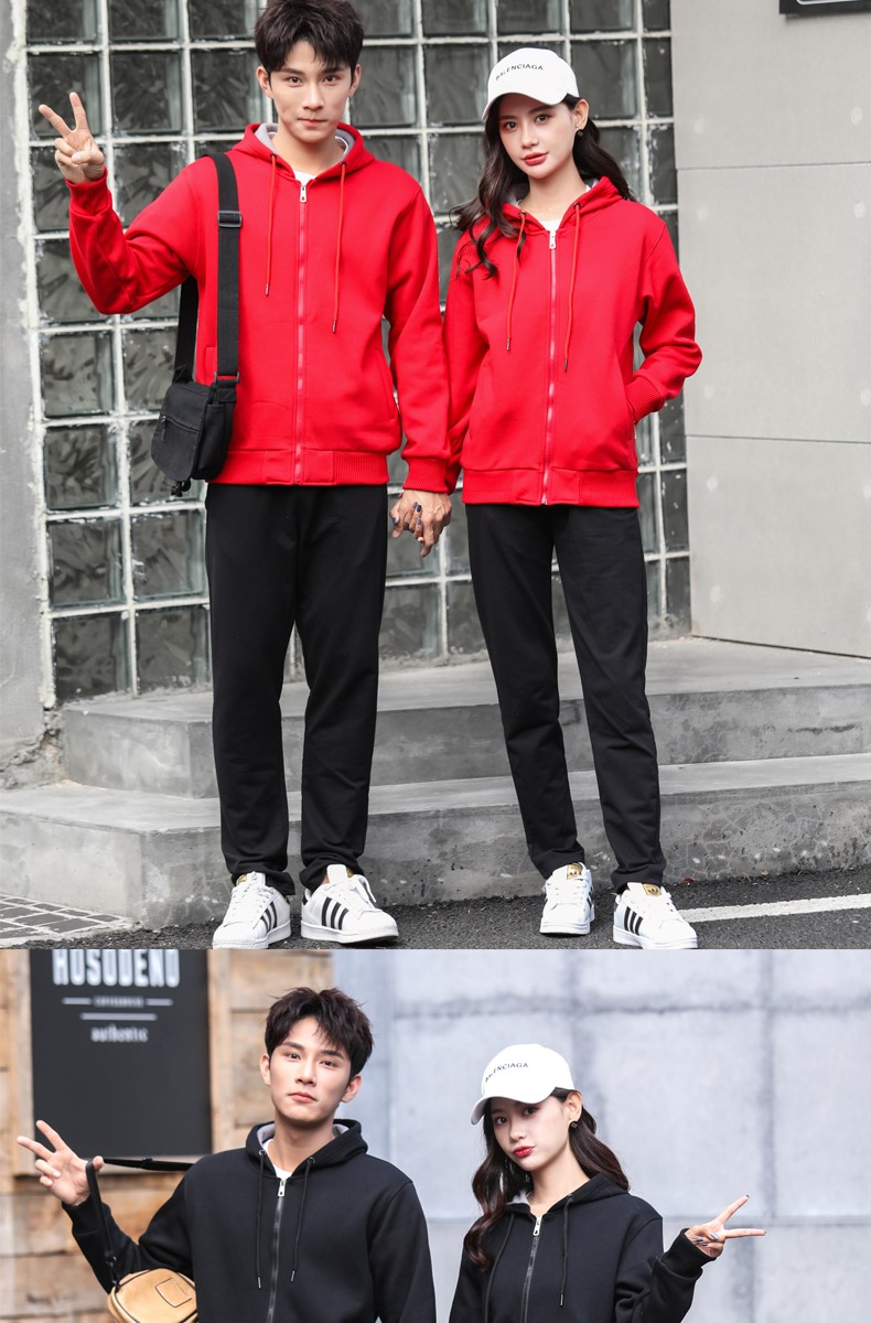 加絨帶帽衛衣女工作服秋冬裝定制班服團體活動(dòng)衫男服務(wù)員印字diy(圖17)