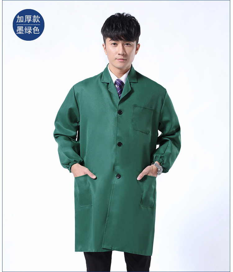 定制綠色褂工作服男長(cháng)款上衣印字logo倉庫搬運工裝罩衣勞保服耐磨(圖10)