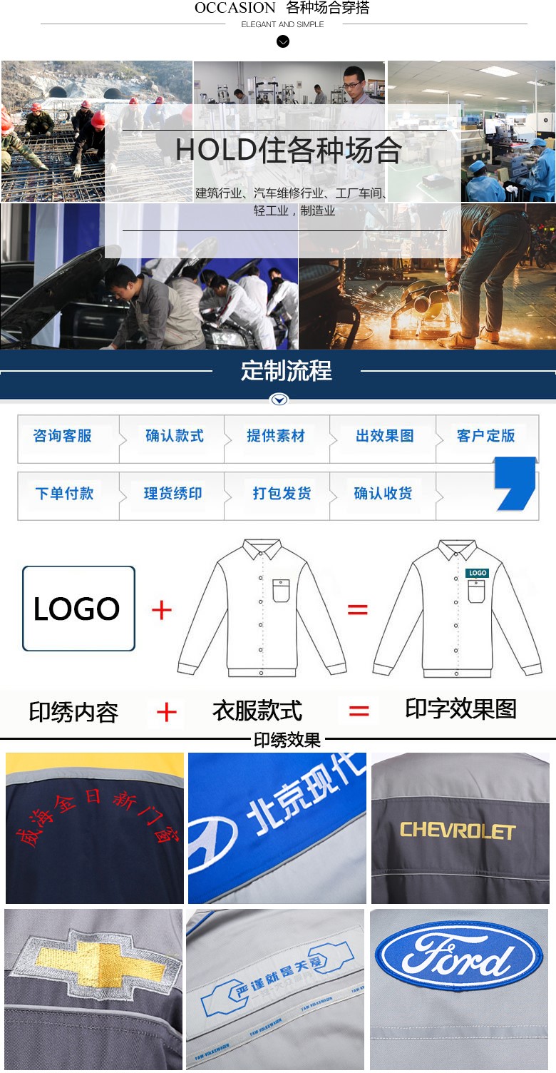 春秋季長(cháng)袖裝修工作服套裝男耐磨車(chē)間汽修工地上班衣服建筑勞保服(圖10)