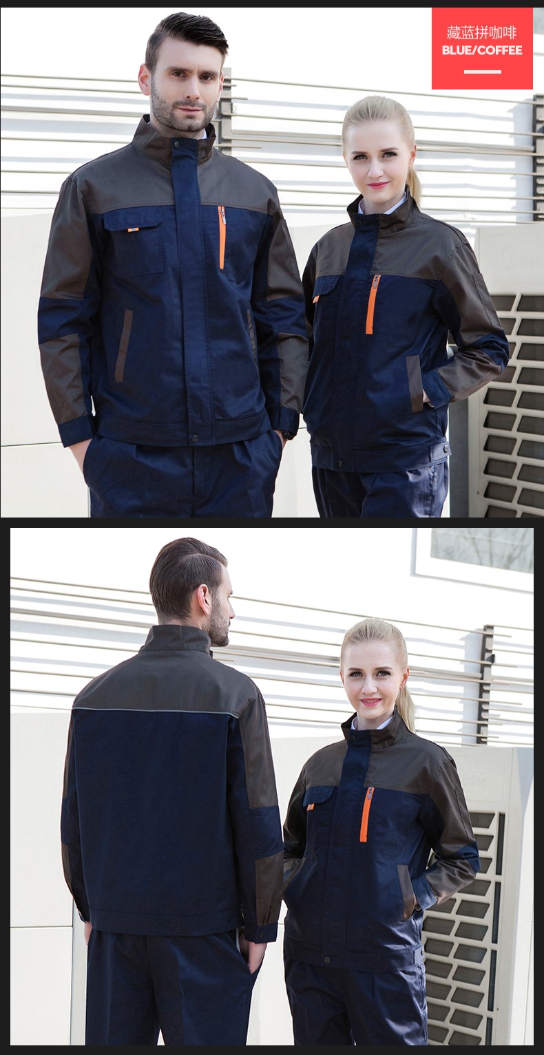 長(cháng)袖工作服套裝男女春秋工廠(chǎng)車(chē)間工程服勞保服汽修服定制加厚上衣(圖12)