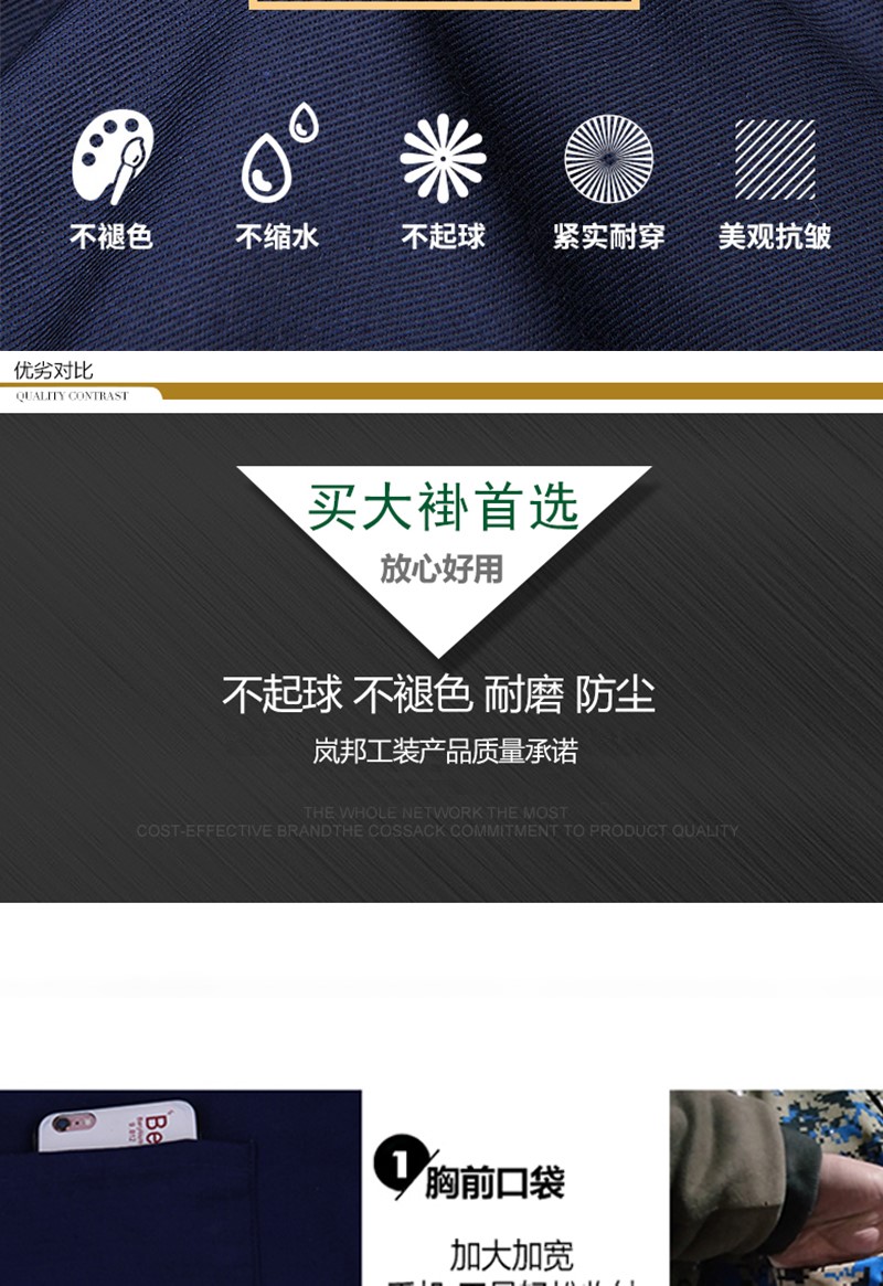 藍大褂勞保工作服加厚長(cháng)袖耐磨用搬運定制做印字LOGO廣告宣傳禮(圖3)