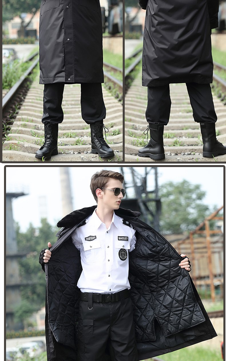 保安大衣男冬季制服棉服黑色作訓服冬裝套裝女耐磨定制工作服棉衣(圖10)