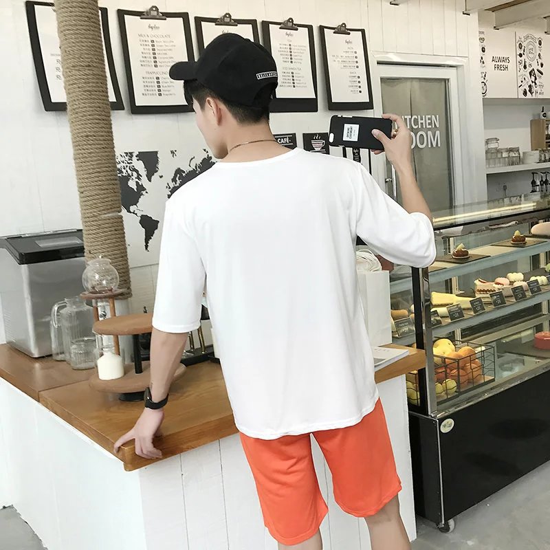 韓版學(xué)生班服定制短袖t恤印圖五5分中袖寬松純棉圓領(lǐng)畢業(yè)聚會(huì )服(圖4)