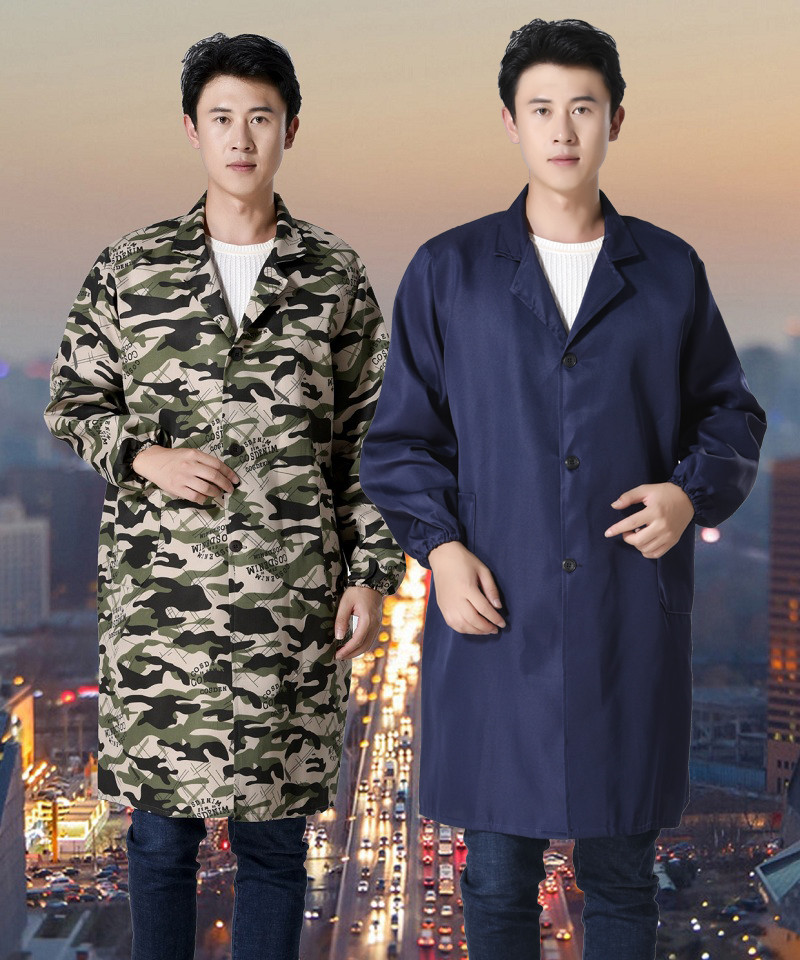 迷彩大褂長(cháng)袖工作服搬運服工廠(chǎng)車(chē)間勞保服防污外套工程服定制(圖1)