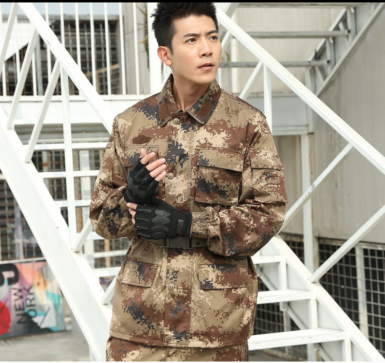 正品配發(fā)叢林迷彩服套裝夏裝軍訓服男女特種兵林地荒漠迷彩作訓服(圖8)