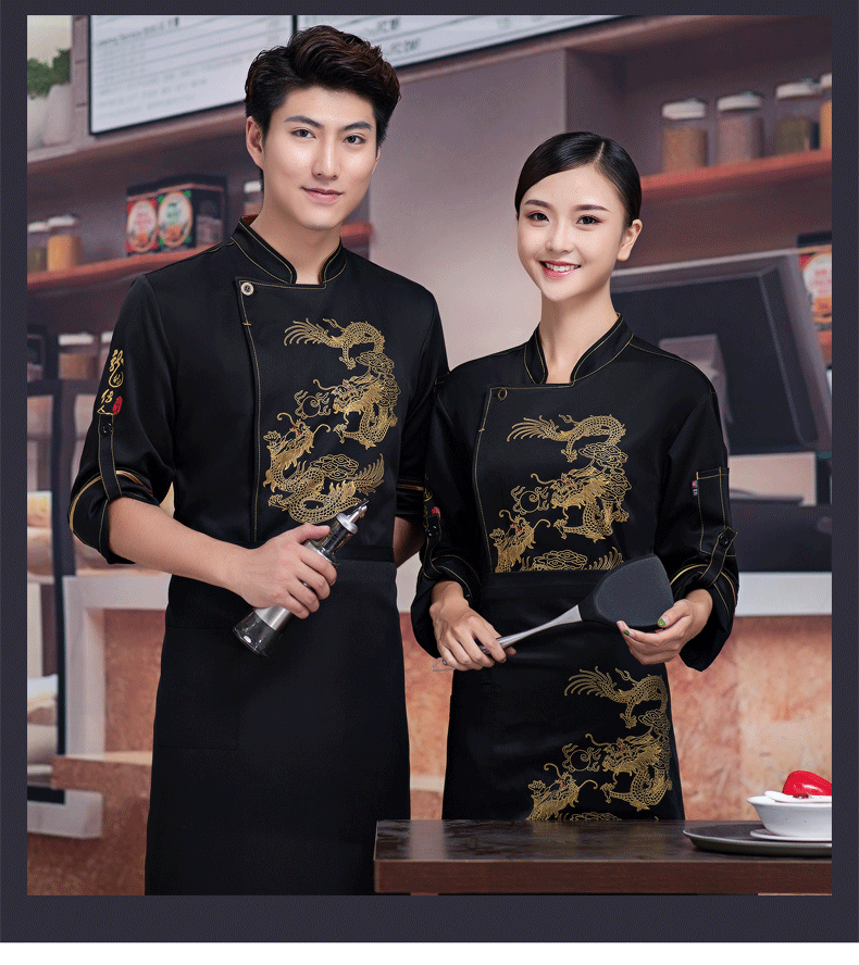 廚師服工作服男長(cháng)袖大碼星級酒店西餐廳糕點(diǎn)師廚師服定制秋冬定制(圖10)