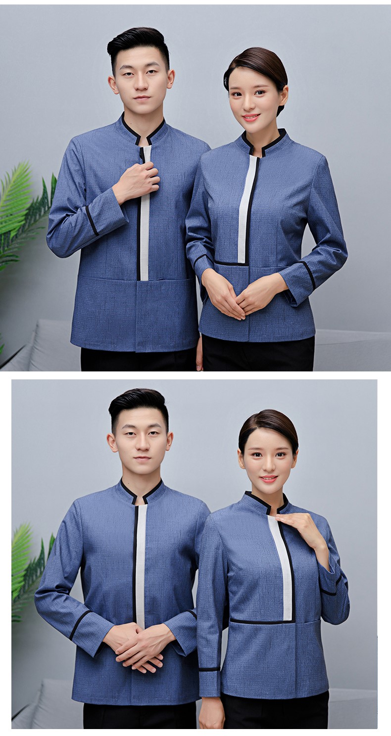 亞麻保潔服秋冬裝酒店客房賓館工作服長(cháng)袖物業(yè)PA清潔員女工裝定制(圖12)