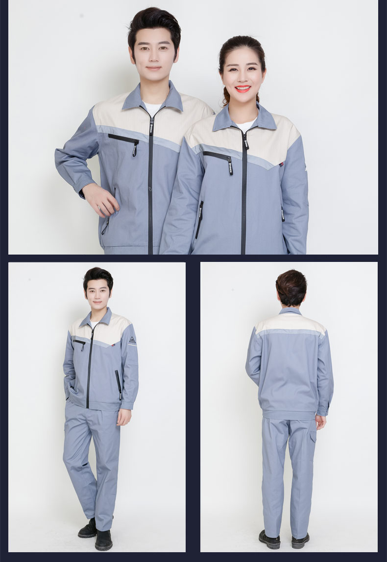 純棉防靜電工作服男春秋季長(cháng)袖車(chē)間汽修工人勞保服工作服套裝男(圖15)