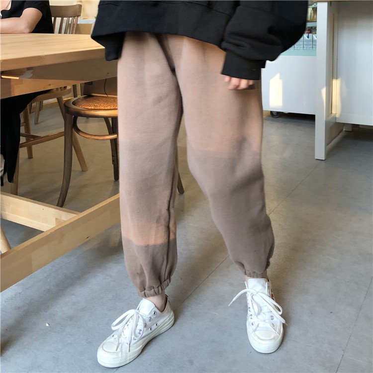 衛褲女秋冬韓版chic高腰顯瘦寬松加厚加絨復古港味ins束腳休閑褲(圖25)