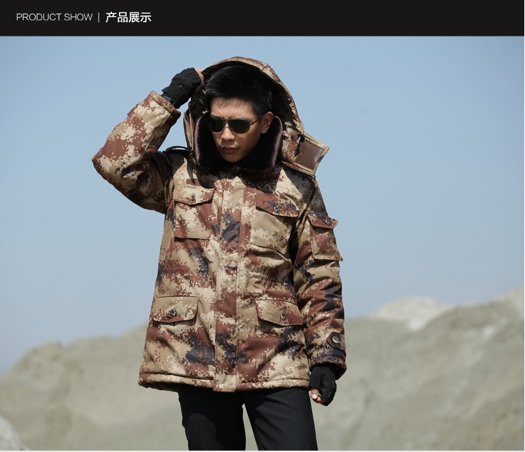 荒漠沙漠大衣加厚迷彩大衣冬季軍大衣迷彩棉服防寒作訓服棉大衣(圖9)
