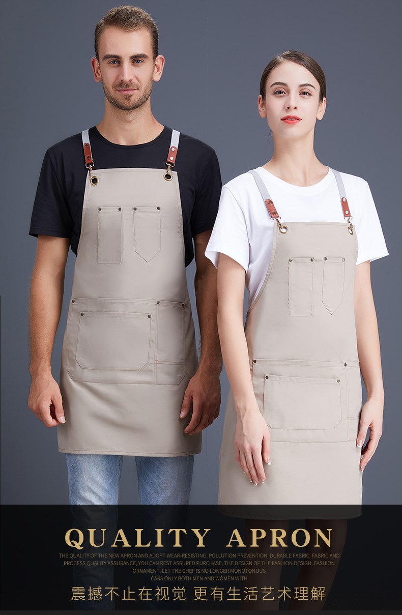 帆布牛仔圍裙 韓版工作服廚房女定制logo定做網(wǎng)咖花店咖啡店印字(圖1)