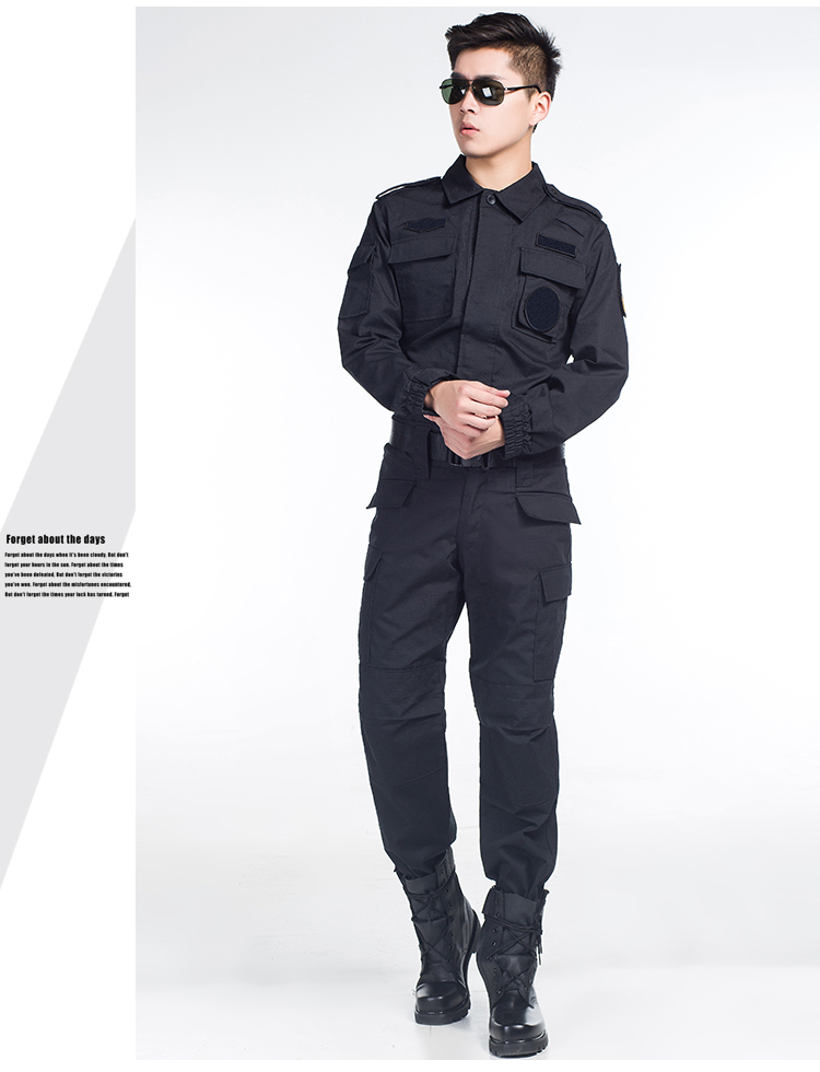 保安黑色作戰服作訓服物業(yè)長(cháng)袖安檢保安訓練服野戰服套裝工作服(圖23)