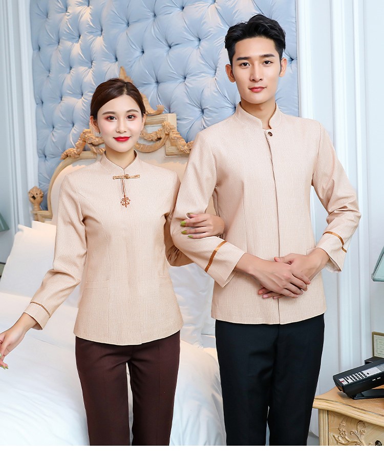 保潔工作服長(cháng)袖酒店賓館秋冬裝學(xué)校小區物業(yè)清潔制服定制可印LOGO(圖3)