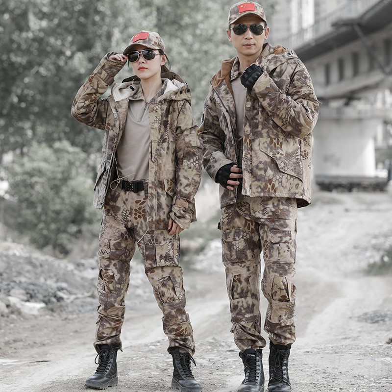 冬季荒漠蟒紋迷彩服軍裝套裝男戶(hù)外特種兵作訓服加絨防風(fēng)戰術(shù)外套(圖7)