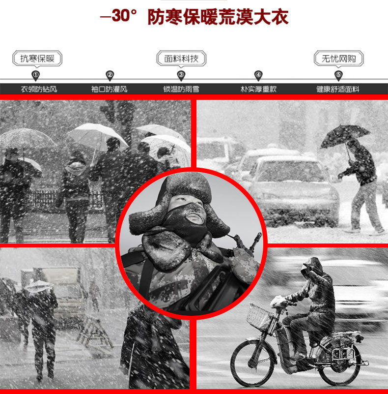 荒漠迷彩大衣軍大衣男冬季加厚防寒棉服特種兵棉大衣保暖棉衣棉襖(圖2)