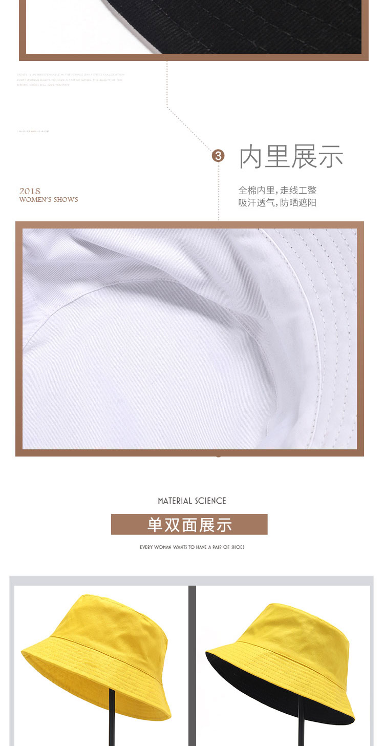 漁夫帽定制Logo刺繡印字定做兒童DIY韓版純色雙面漁夫帽盆帽男女(圖4)