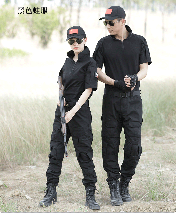 黑色短袖蛙服套裝特種兵作訓服夏裝戶(hù)外軍迷真人CS訓練作戰服(圖11)