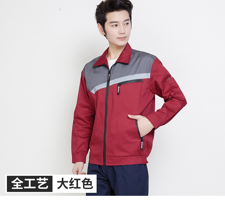 春秋長(cháng)袖工作服套裝男女反光條純棉防燙耐磨勞保服冬防靜電工作服(圖23)