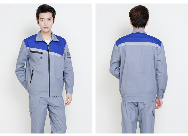 春秋長(cháng)袖工作服套裝男女反光條純棉防燙耐磨勞保服冬防靜電工作服(圖18)
