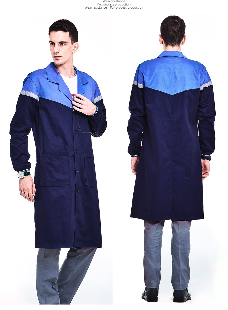 藍大褂工作服長(cháng)大褂男秋冬耐磨防塵搬運服迷彩罩衣長(cháng)款加絨勞保服(圖11)