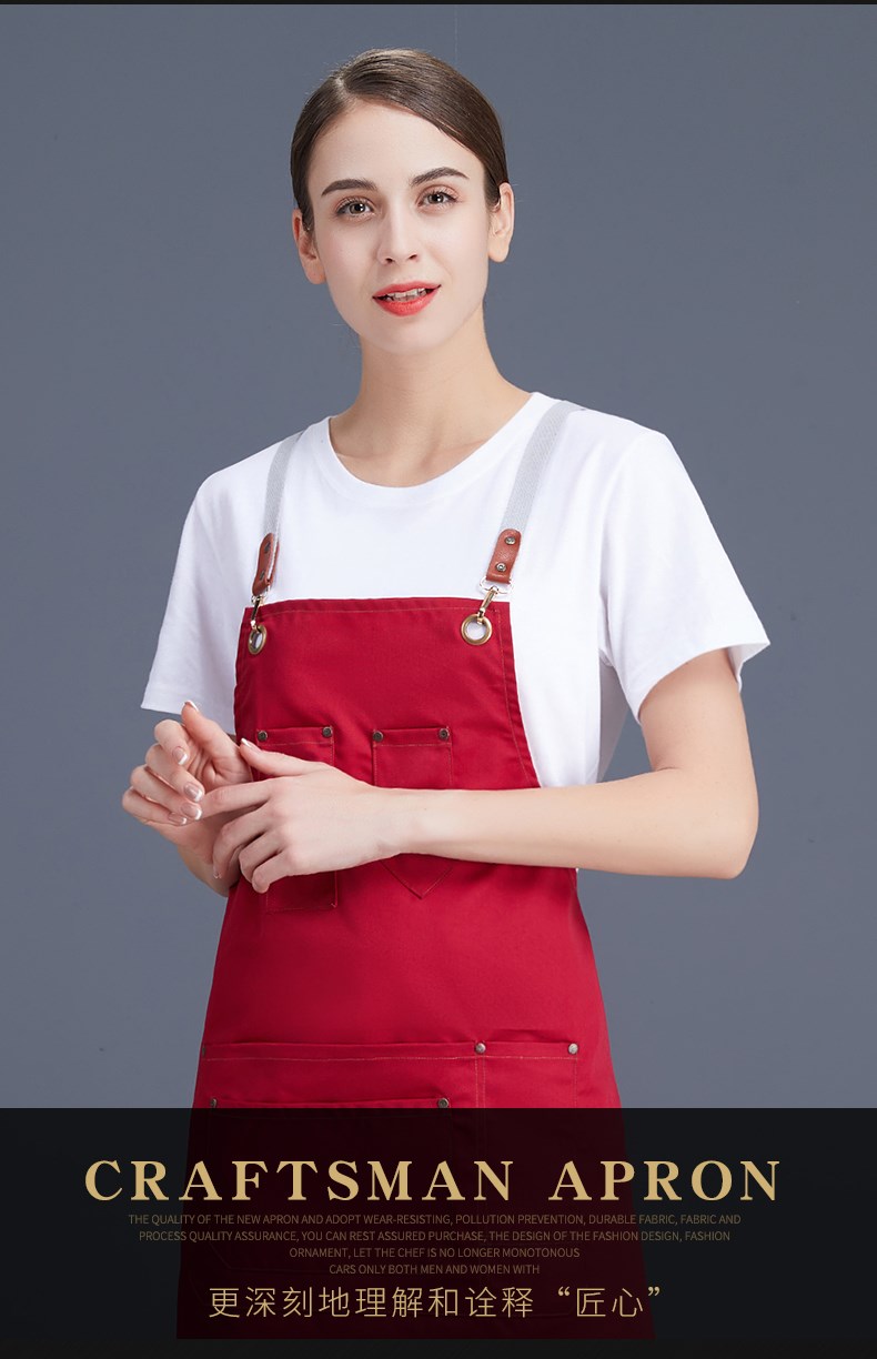帆布牛仔圍裙 韓版工作服廚房女定制logo定做網(wǎng)咖花店咖啡店印字(圖3)