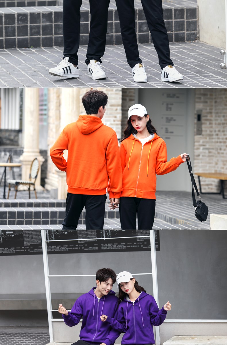 加絨帶帽衛衣女工作服秋冬裝定制班服團體活動(dòng)衫男服務(wù)員印字diy(圖15)
