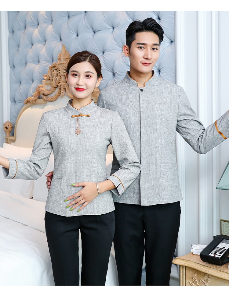 保潔工作服長(cháng)袖酒店賓館秋冬裝學(xué)校小區物業(yè)清潔制服定制可印LOGO(圖31)
