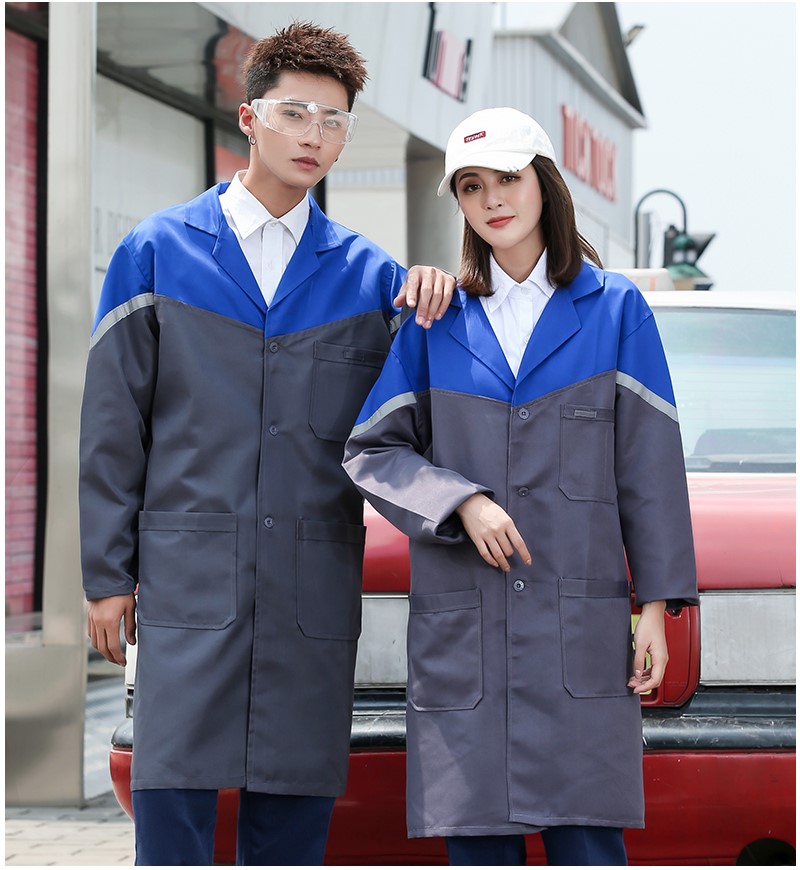 藍大褂長(cháng)袖加厚工作服定制男女搬運防塵耐磨勞保服長(cháng)款罩衣(圖15)
