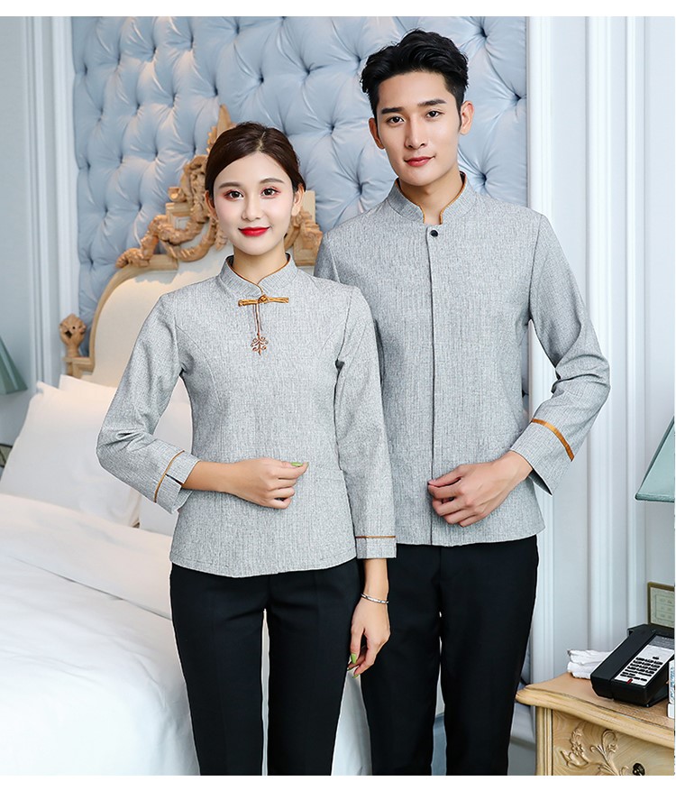 保潔工作服長(cháng)袖酒店賓館秋冬裝學(xué)校小區物業(yè)清潔制服定制可印LOGO(圖17)