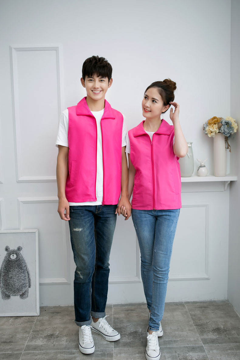 印logo定制志愿者馬甲義工工作服公益活動(dòng)服裝v領(lǐng)背心純棉紅馬甲(圖34)