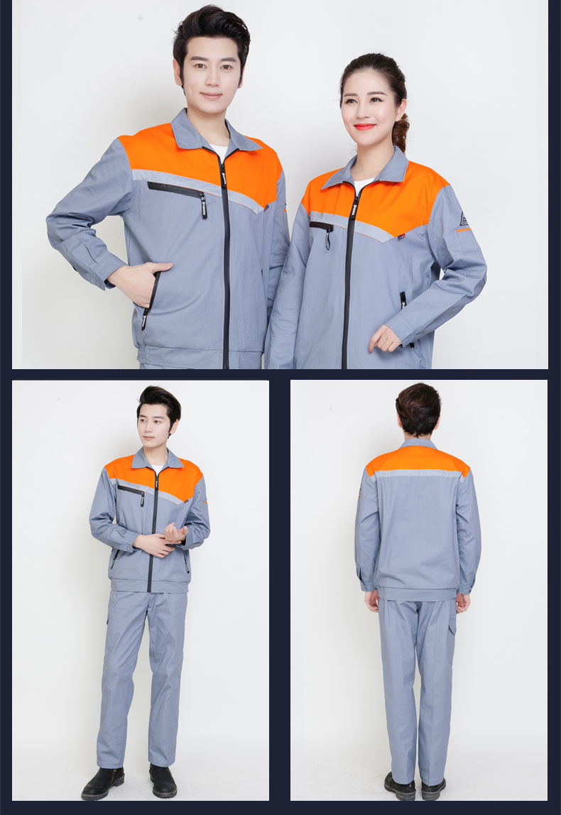 純棉防靜電工作服男春秋季長(cháng)袖車(chē)間汽修工人勞保服工作服套裝男(圖16)