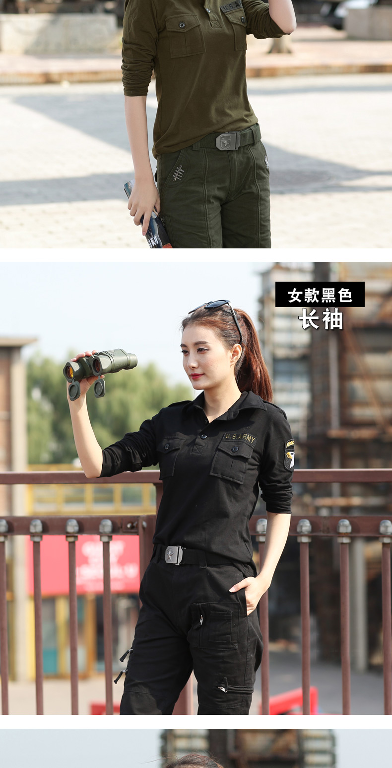 夏季迷彩短袖女顯瘦上衣新款修身翻領(lǐng)t恤水兵舞服寬松軍迷軍裝男(圖15)
