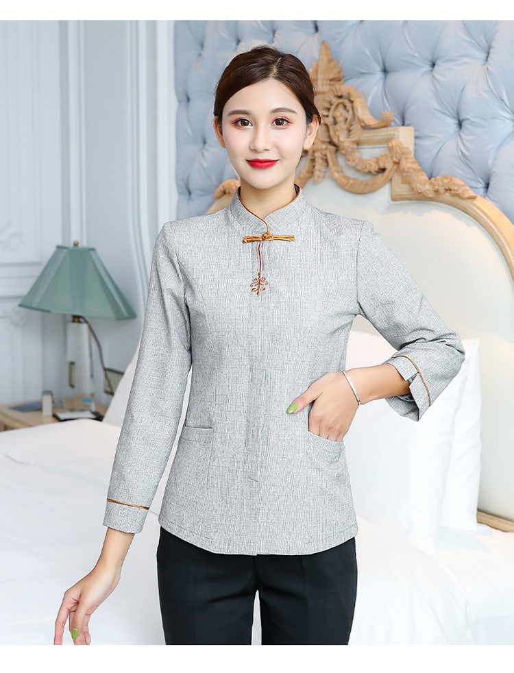 保潔工作服長(cháng)袖酒店賓館秋冬裝學(xué)校小區物業(yè)清潔制服定制可印LOGO(圖30)
