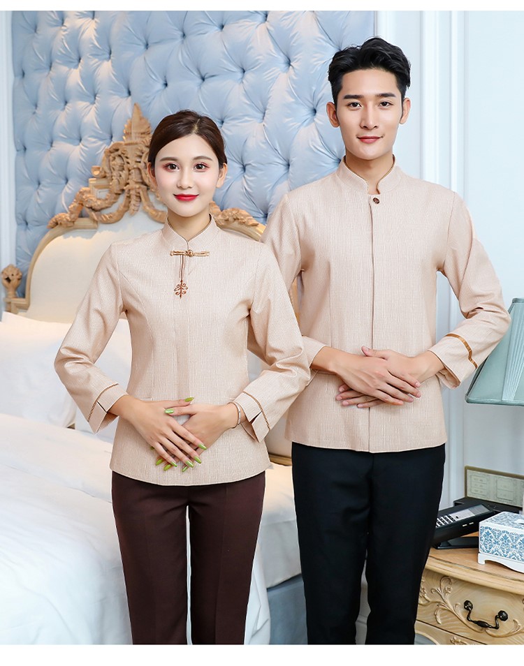 保潔工作服長(cháng)袖酒店賓館秋冬裝學(xué)校小區物業(yè)清潔制服定制可印LOGO(圖11)