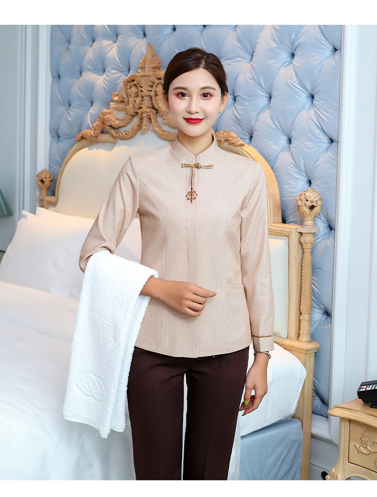 保潔工作服長(cháng)袖酒店賓館秋冬裝學(xué)校小區物業(yè)清潔制服定制可印LOGO(圖13)
