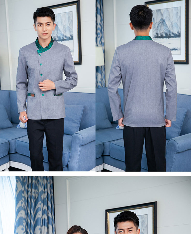 定做五星級大酒店高檔賓館會(huì )所客房服務(wù)員工作服長(cháng)袖度假村清潔工(圖7)