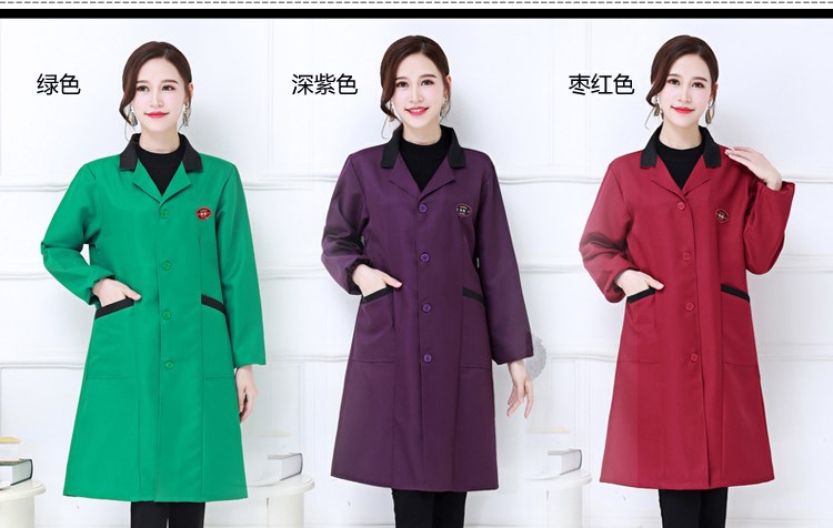 新款時(shí)尚罩衣成人男女長(cháng)袖圍裙中長(cháng)款透氣居家工作服勞保大褂定制(圖7)